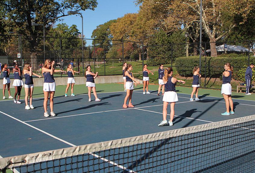 Tennis players on tennis court